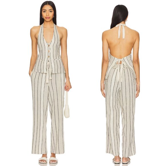NEW Free People x free-est Take Me To Paris Striped Set Jumpsuit In Rocky Stripe - Picture 1 of 2